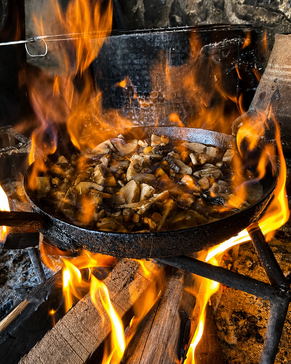 Cooked over open fire